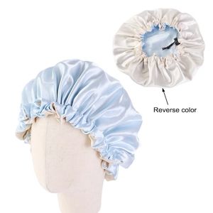 THREE SATIN REVERSIBLE ADJUSTABLE Hair bonnets for
